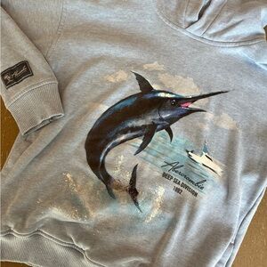 Abercrombie Kids *Size 9/10* Boys Essential Icon Hoodie “Deep Sea” Fish - Soft!